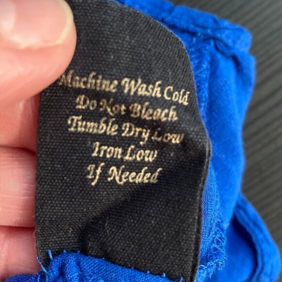 MINE =COBOLT BLUE button down tie front short sleeve shirt Oversized size small - Picture 5 of 10